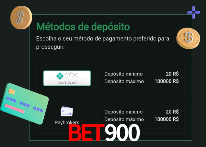O cassino Bet900 oferece uma grande variedade de métodos de pagamento
